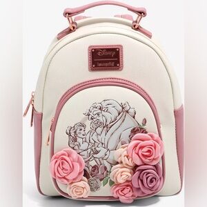 Loungefly Disney Beauty and the Beast Floral Portrait Mini Backpack